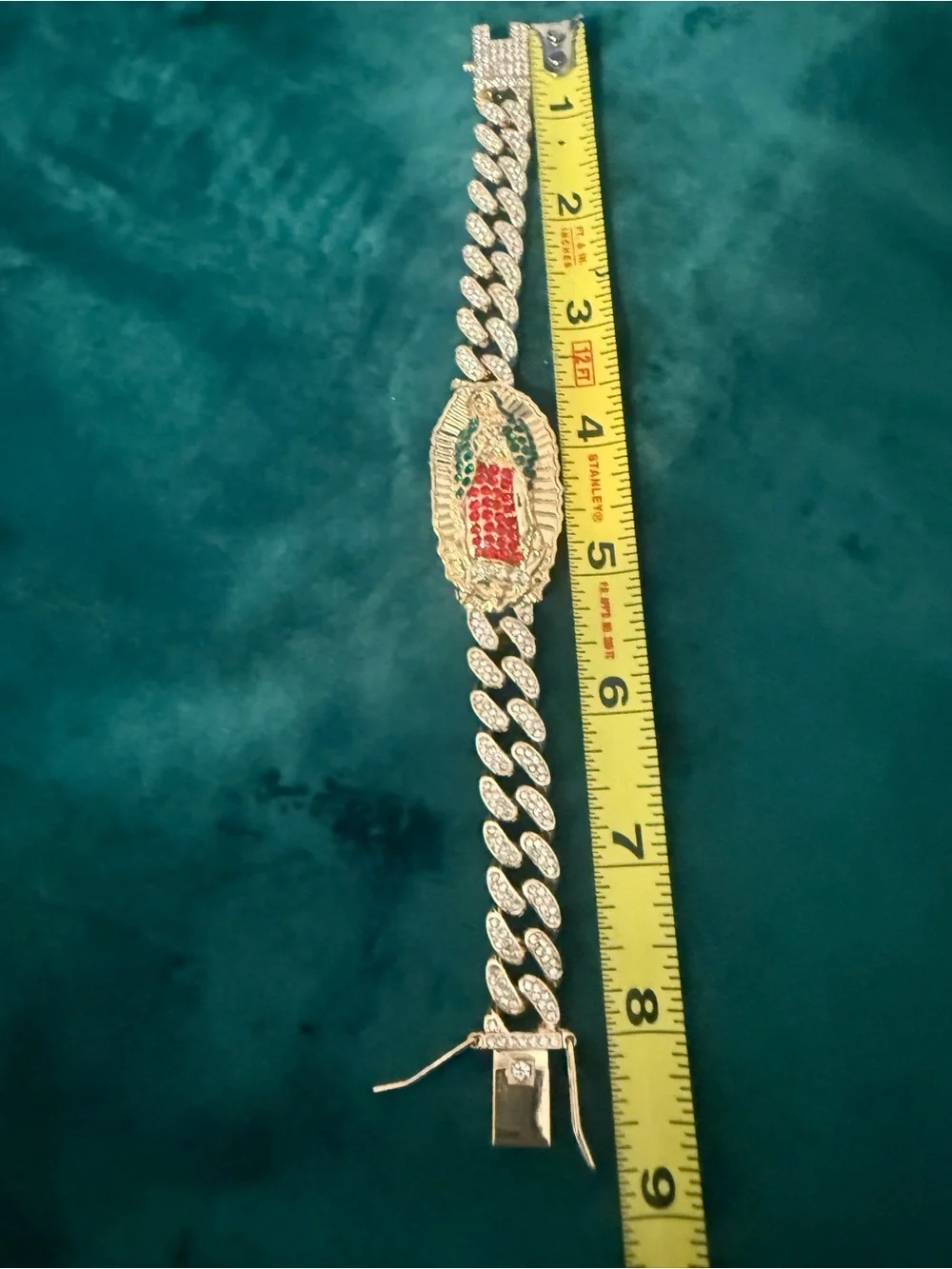 Gold-Tone Red & Green Crystal Chain Bracelet